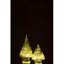 Árbol de Navidad decorativo con luces LED de vidrio verde de 9x9x19 cm