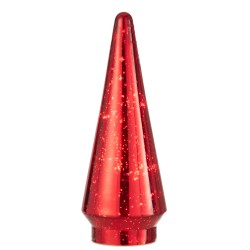 Árbol de Navidad decorativo con luces LED de vidrio rojo de 12x12x33 cm