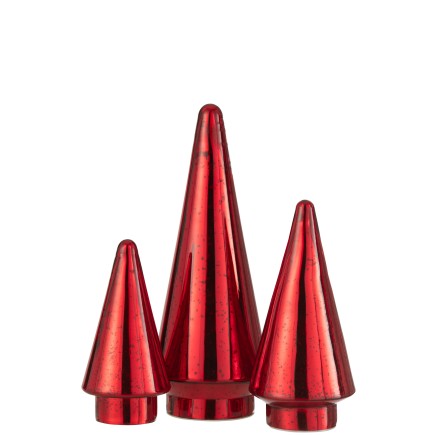 Árbol de Navidad decorativo con luces LED de vidrio rojo de 10x10x24 cm