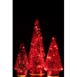 Albero di Natale decorativo a led in vetro rosso 10x10x24 cm