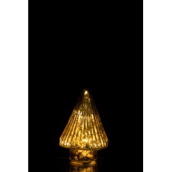 Sapin de Noël décoratif à led en verre marron 13x13x8.5 cm