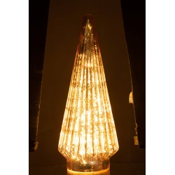 Albero di Natale decorativo a led in vetro rosa 11.5x11.5x33 cm