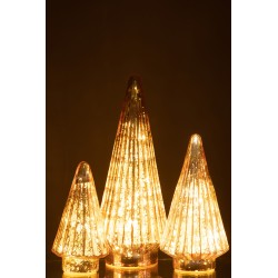 Albero di Natale decorativo a led in vetro rosa 11.5x11.5x33 cm