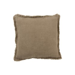 Coussin à bord irregulier en lin marron 50x50cm