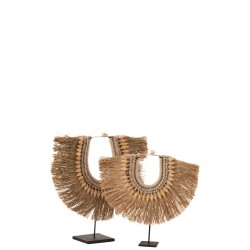 Collier de coquillages sur socle en bois naturel 40x13x45 cm