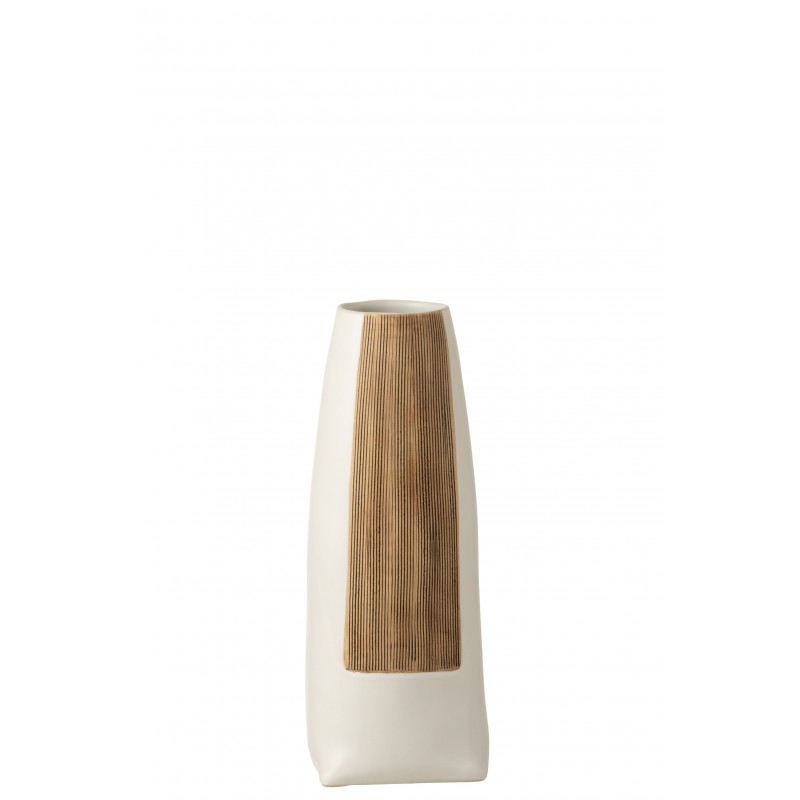 Vase rond en céramique blanc 16x16x40 cm