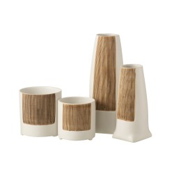 Vaso di fiori in ceramica bianca 14,5x14,5x15,5 cm