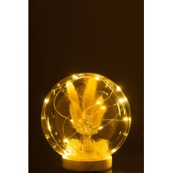 Cloche de Noël avec led en verre naturel 15x15x16 cm