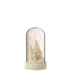 Campana alta led ciervos cristal/resina blanco Alt. 17 cm