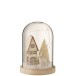 Décoration de Noël sou cloche verre avec led en résine beige