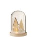 Décoration de Noël sou cloche verre avec led en résine beige