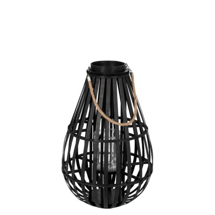 Lanterne en bois noir 41x41x70 cm