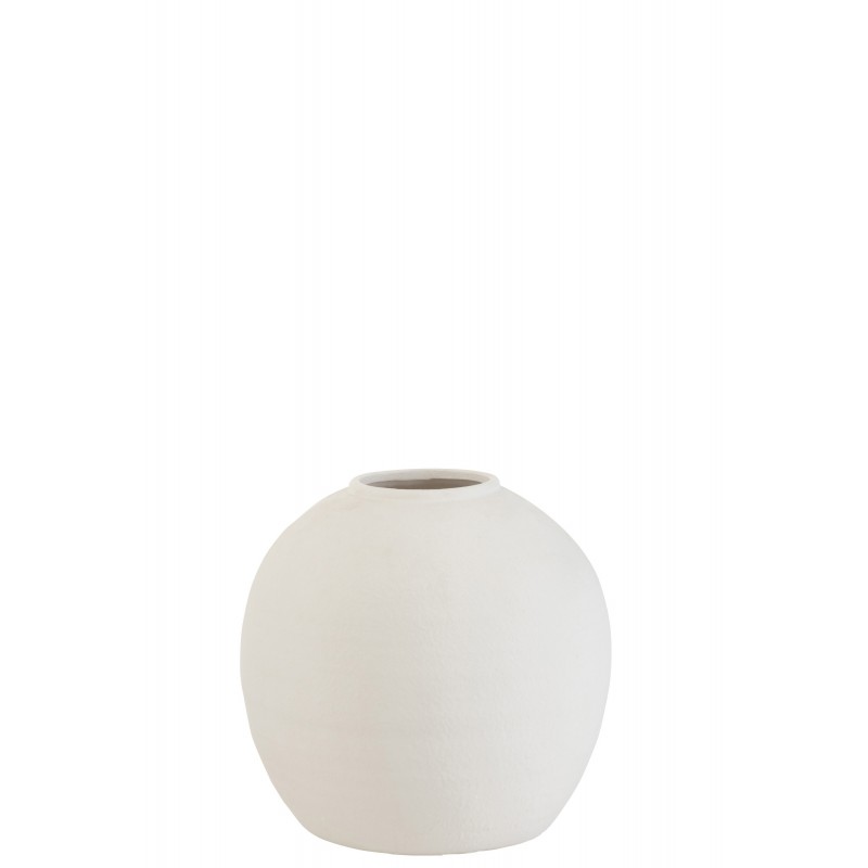Vase rond en ciment blanc 28x28x29 cm