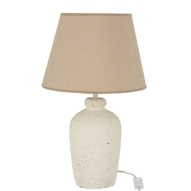 Lampe avec abat-jour beige en ciment blanc 28x28x48 cm