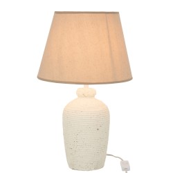 Lámpara con pantalla beige de cemento blanco de 28x28x48 cm
