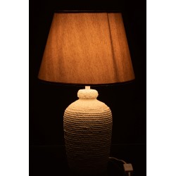 Lámpara con pantalla beige de cemento blanco de 28x28x48 cm