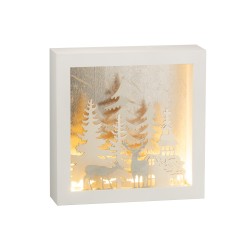 Cadre de Noël illuminé en plastique argent 24.5x7x24.5 cm