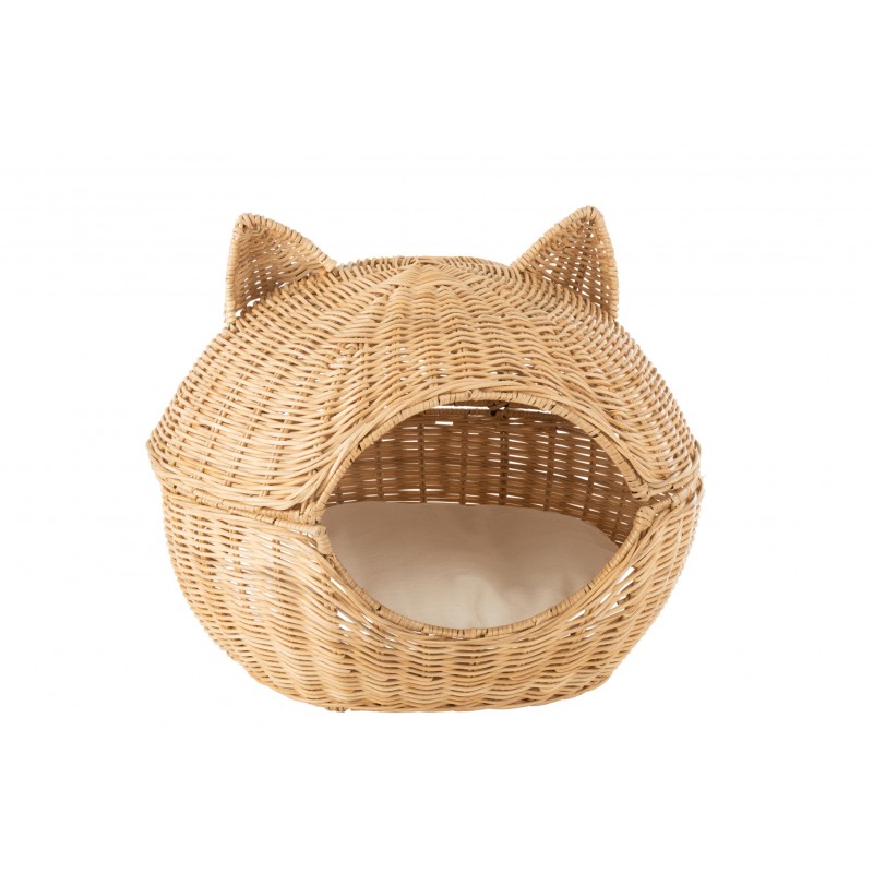 Panier pour chat avec coussin en bois naturel 57x49x54 cm