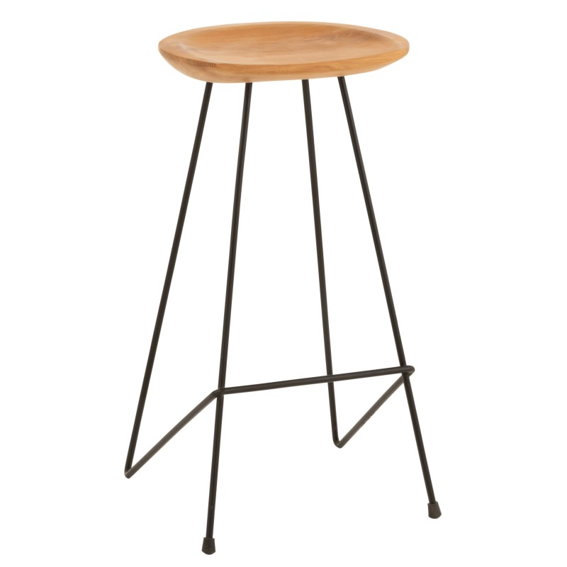 Banco de bar em madeira natural 37x40x77 cm