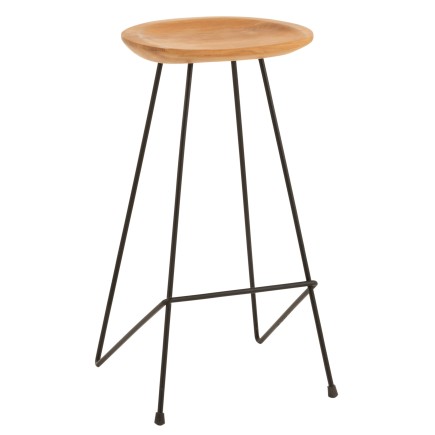Tabouret de bar en bois naturel 37x40x77 cm