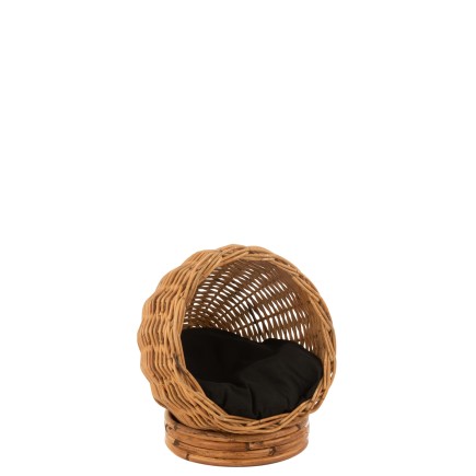 Panier pour chat avec coussin en bois naturel 41x44x44 cm