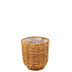 Cachepot en rotin avec protection plastique intérieure