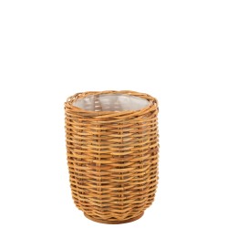 Cachepot en rotin avec protection plastique intérieure