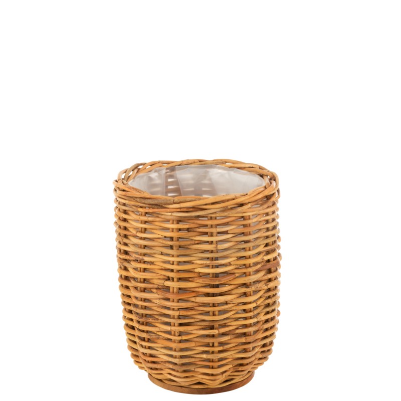 Cache-pot en rotin avec protection plastique intérieure