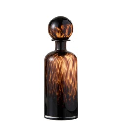 Bouteille avec bouchon tacheté en verre marron 11.5x11.5x35 cm
