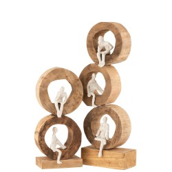 Figura 3 personajes pensativos anillos madera de mango/aluminio natural/blanco Alt. 59