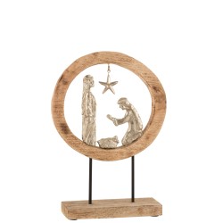 Crèche de Noël en bois argent 32.5x10x45 cm