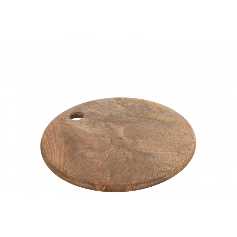 Planche à découper ronde avec trou en bois de manguier naturel D30cm