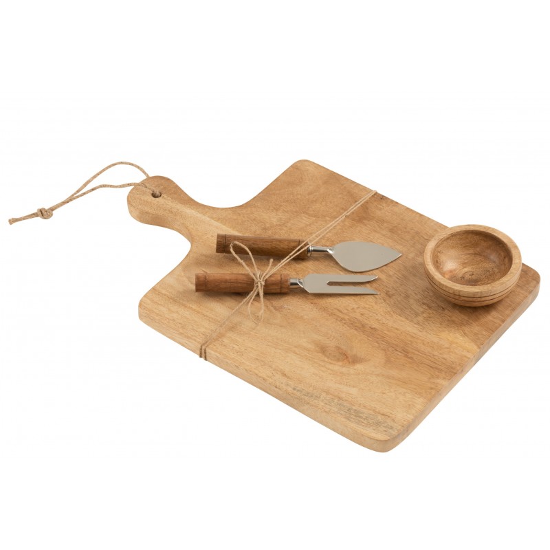 Planche à fromage avec bol et couteau en bois de manguier L38cm