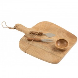 Planche à fromage avec bol et couteau en bois de manguier L41cm