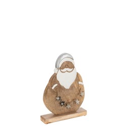 Papá Noel estrellas madera de mango natural plata Alt. 31 cm