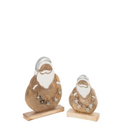 Papá Noel estrellas madera de mango natural plata Alt. 31 cm