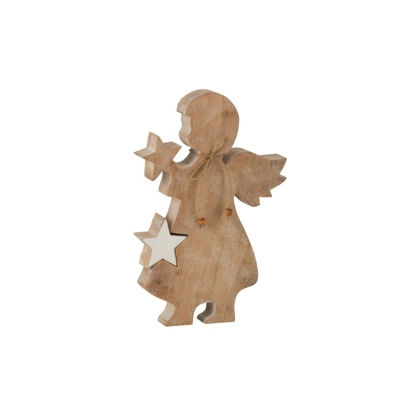 Anjo de Natal em madeira natural 4x18x29 cm