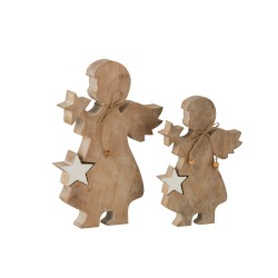 Ange de Noël en bois naturel 4x18x29 cm