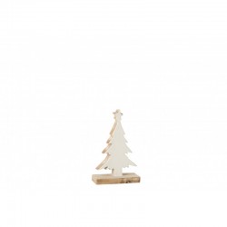 Sapin de Noël en bois de manguier blanc sur colle en bois