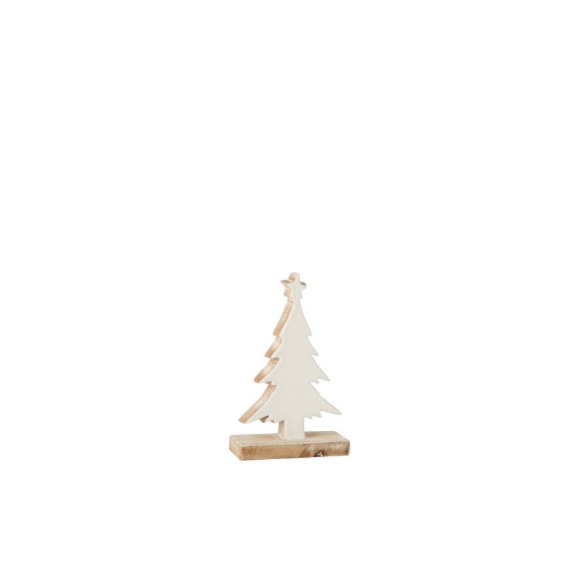 Árvore de Natal decorativa em madeira de manga branca 13,5 x 5 x 21 cm
