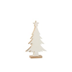 Árbol de Navidad decorativo de madera de mango blanco 18.5x4x32 cm