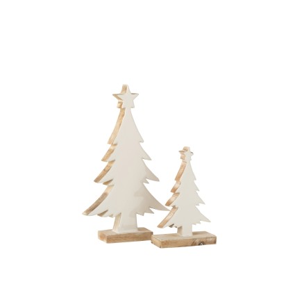 Árvore de Natal decorativa em madeira de manga branca 18,5 x 4 x 32 cm