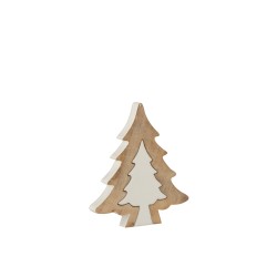 Árbol de Navidad decorativo de madera de mango blanco 2.5x19x23 cm