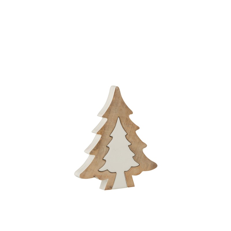 Sapin de Noël décoratif en bois de manguier blanc 2.5x19x23 cm