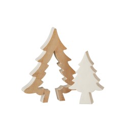 Árvore de Natal decorativa em madeira de manga branca 30x26x3,5 cm