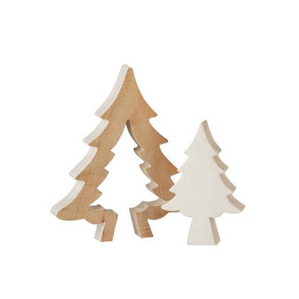 Árvore de Natal decorativa em madeira de manga branca 30x26x3,5 cm