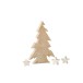 Sapin de Noël en bois de manguier naturel et étoiles blanches détachable