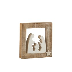 Crèche de Noël en bois blanc 3.5x20x21 cm