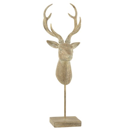 Tête de renne sur pied en résine marron 16.5x16.5x62 cm