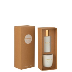 BOITE PARFUM D'INTERIEUR + BOUGIE PARFUMEE HAPPINESS 100ML-30 H